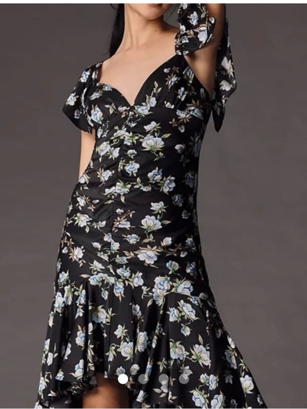 Anthropologie Sweetheart Ruched Drop Waist Floral Mermaid Dress